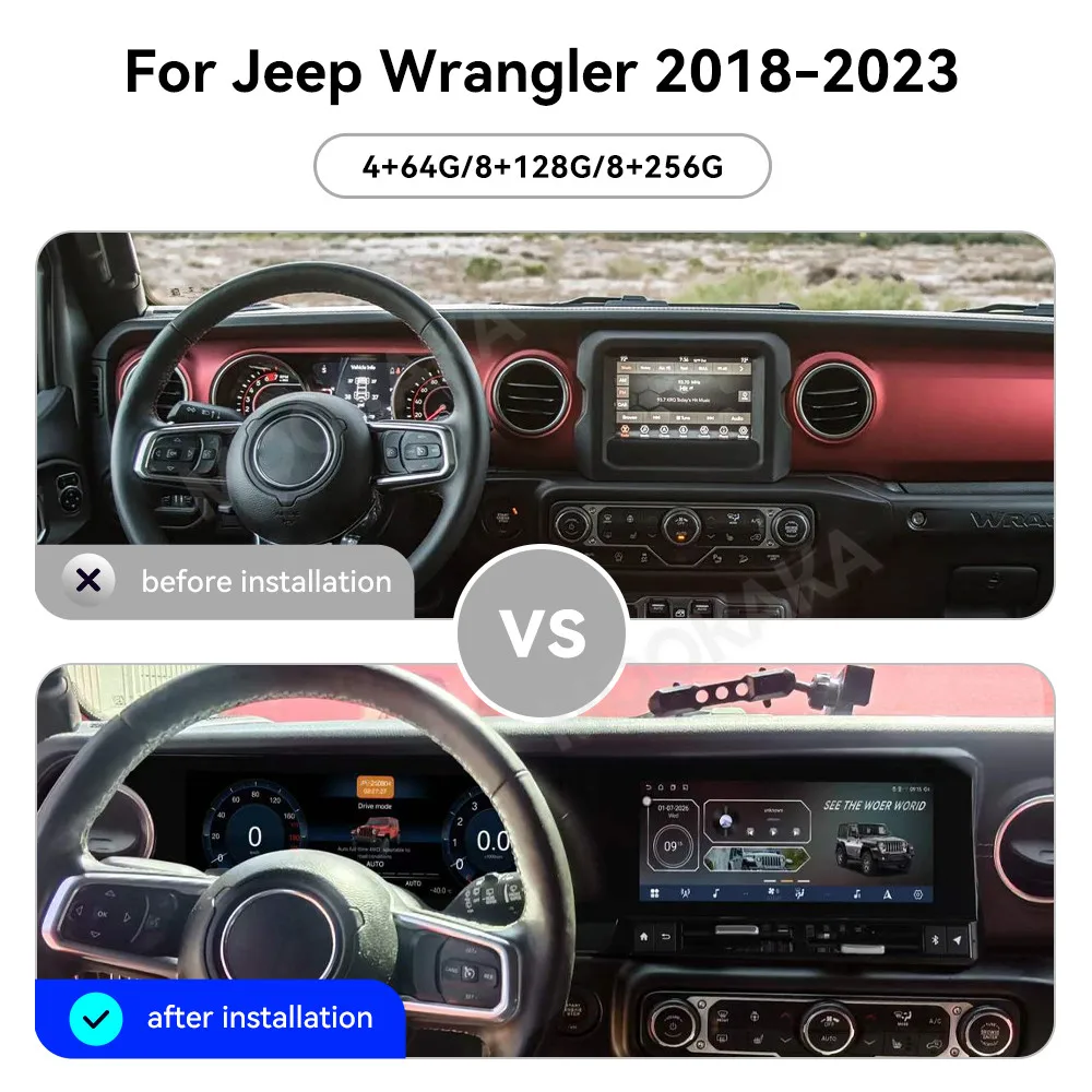 12.3+12.3 in Android 15 Radio For Jeep Wrangler 2018~2023 Dashboard Multimedia Intelligent Navigation Stereo Receiver Head Unit