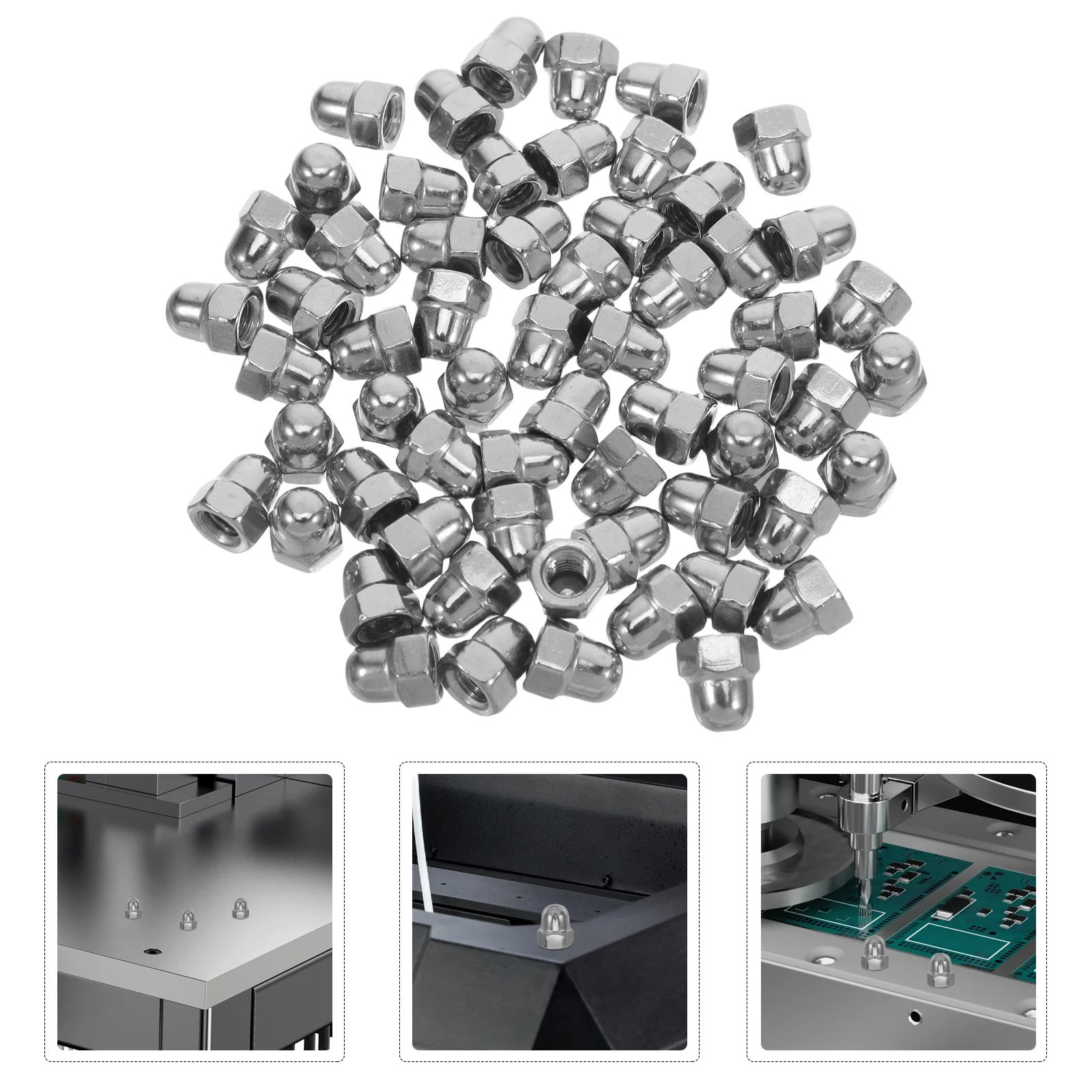 

60pcs Stainless Steel Cap Nuts Hexagon Round Ball Head Dome Bolt Nut For Mechanical Furniture Automotive Marine Hardware