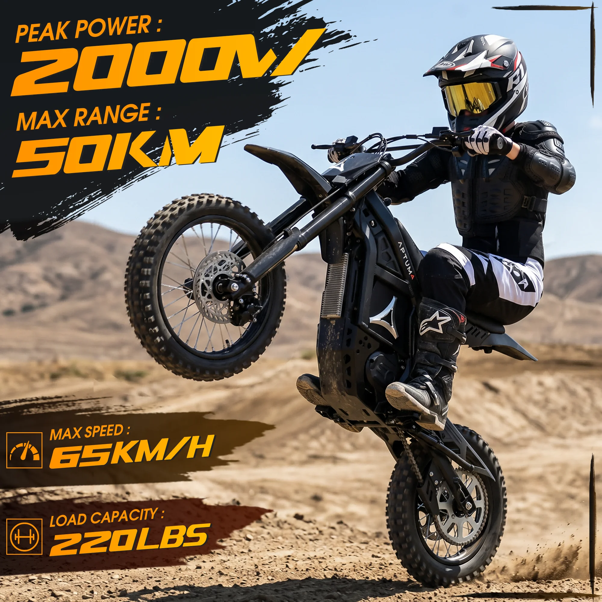 Electric Dirt Bike, 2000W 40MPH Electric-Motorcycle with 48V/20AH Battery Ebike, Full Hydraulic Brakes and Suspensions Mountain Off-Road E Dirt Bike, for Teens & Adults