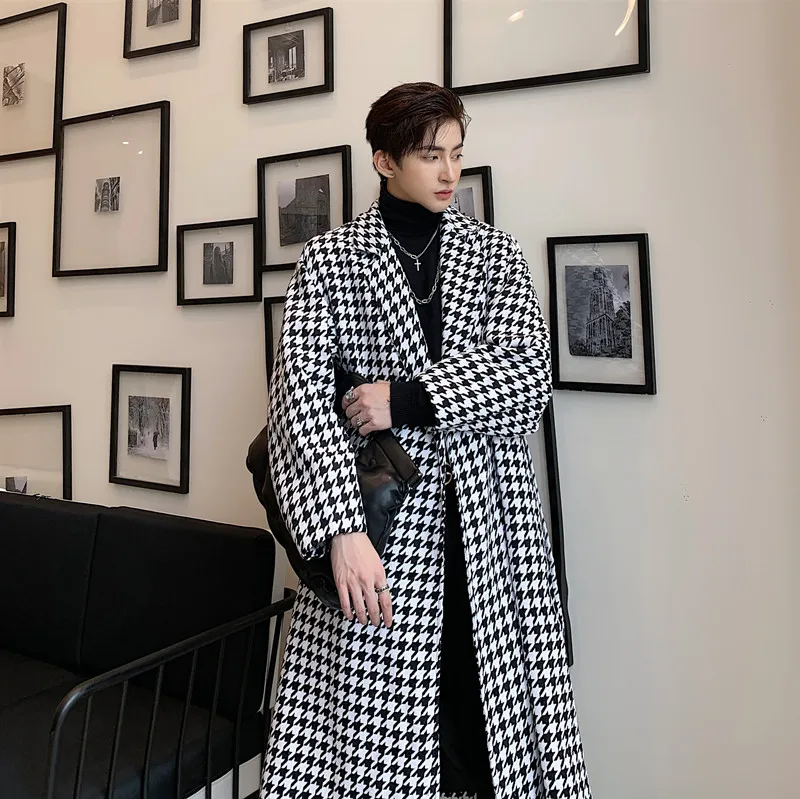 

Autumn Winter Extra Long Oversized Thick Warm Soft Wool & Blends Coat Men Double Breasted Korean Style Fashion 2023 Q81