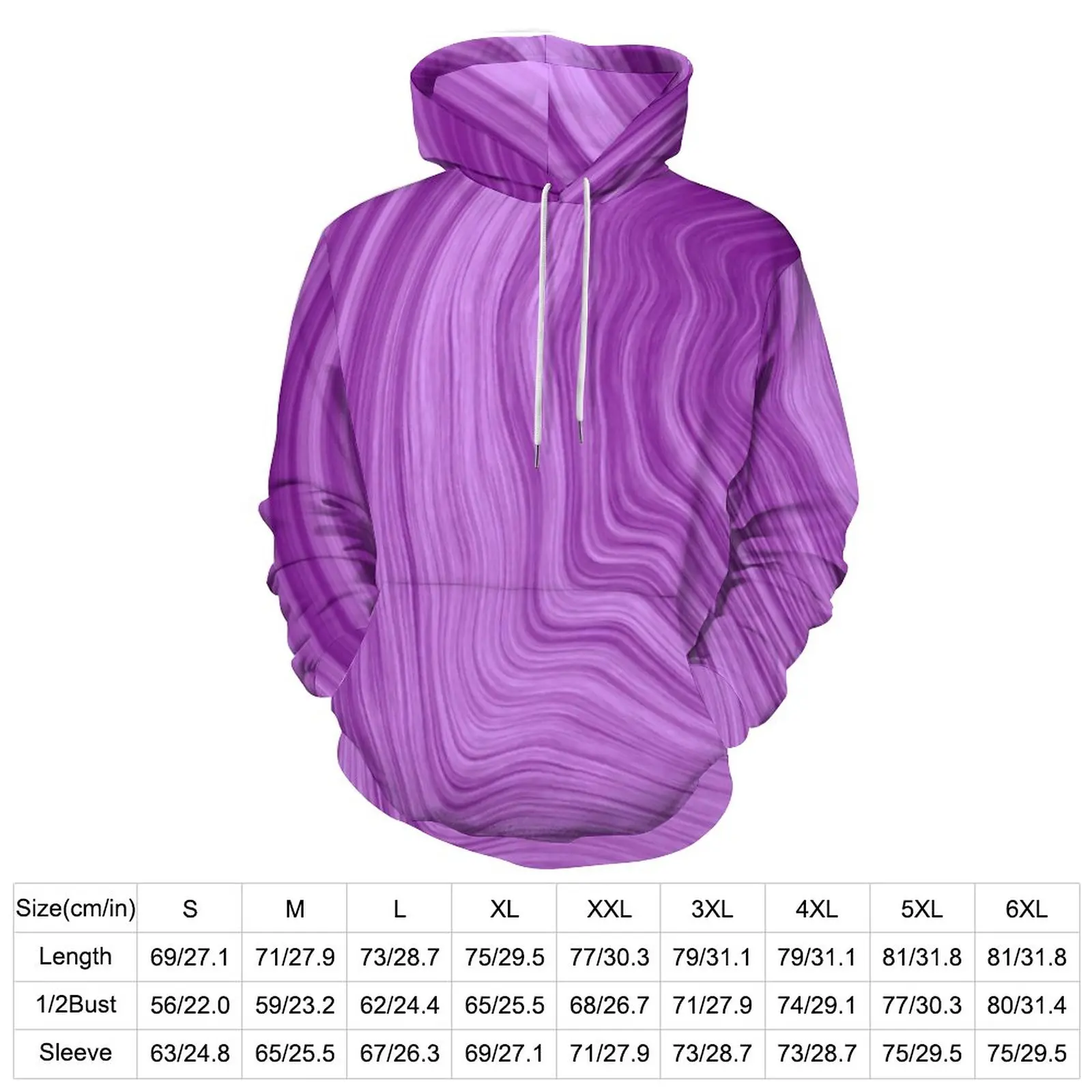 Abstract Print Casual Hoodies Men Purple Tie-Dye Classic Hoodie Autumn Long Sleeve Y2k Design Clothing Plus Size 4XL 5XL