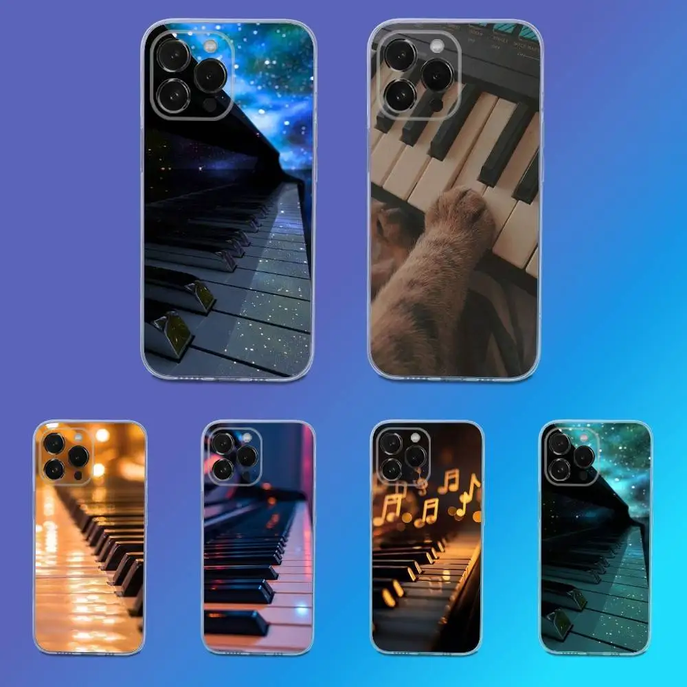

Music Art Piano Keyboard Phone Case For iPhone 16,15,14,13,12,11 Pro,Max,Plus,X,XS,XR,SE,Mini Transparent Silicone Soft