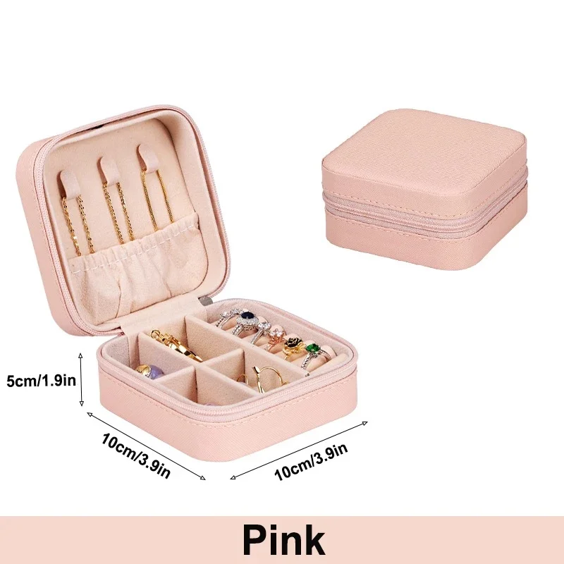 Portable Mini Jewelry Travel Case, PU Leather Organizer Box, Jewelry Storage Holder for Women Girls Earrings Necklaces gallery 3