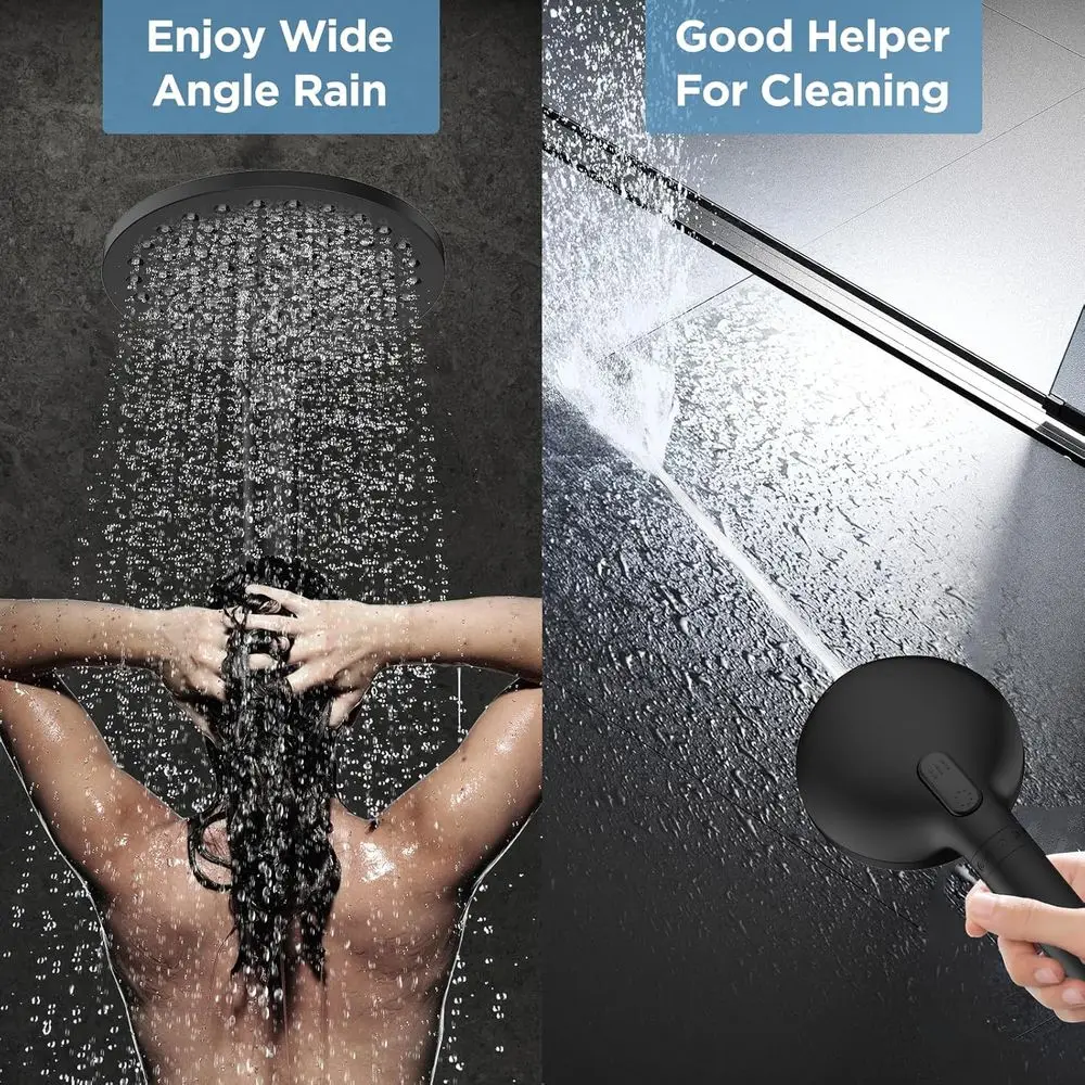 مجموعة دش محمولة للمطر والضغط العالي مع غسيل كهربائي وفلتر الكلور - أسود