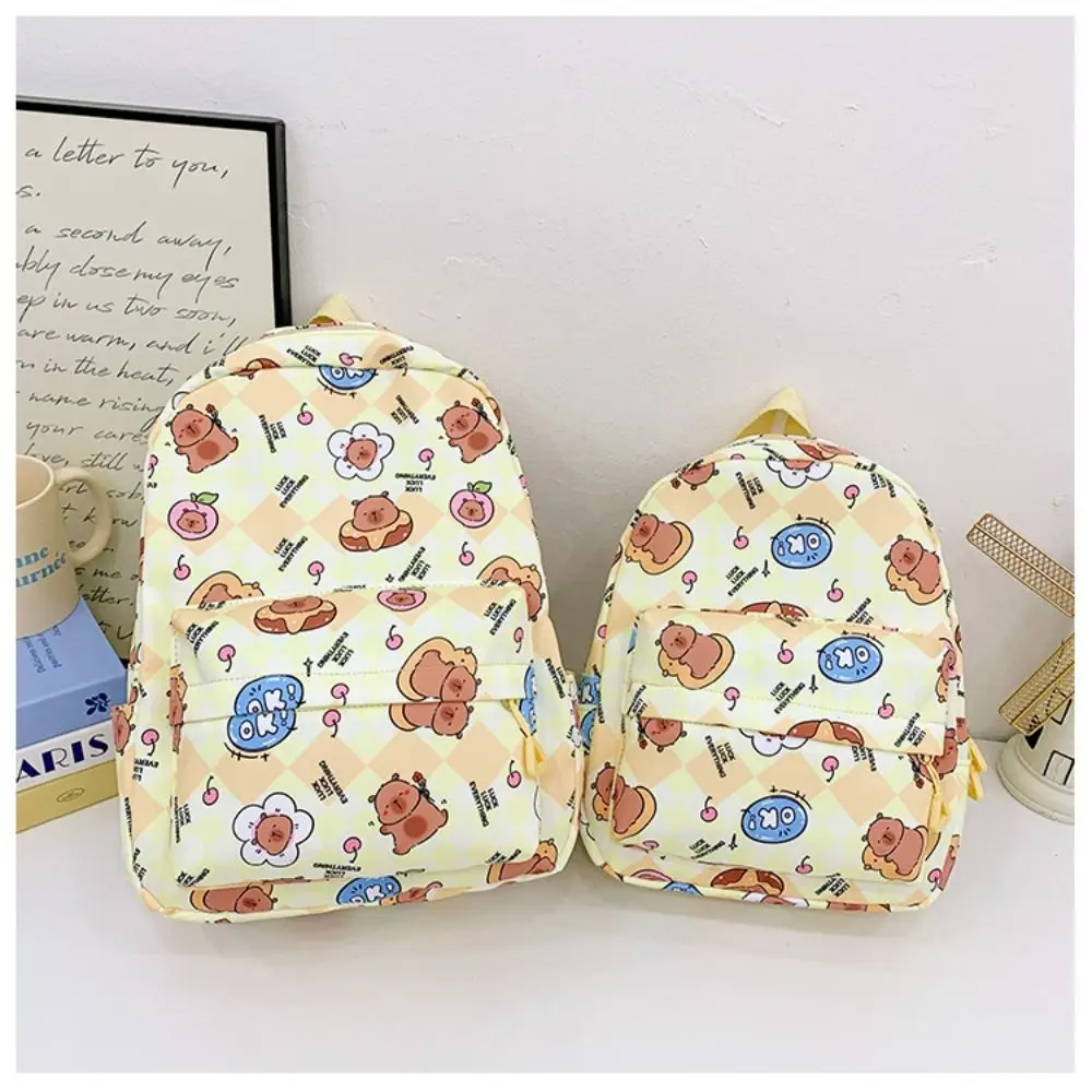 High Quality Nylon Capybara Backpack S/L Size Large Capacity Schoolbag Lightweight Capybara Rucksack Children