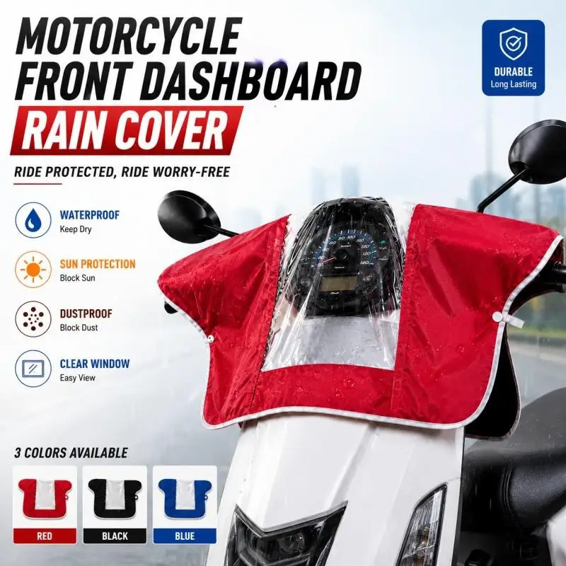 Universal Motorcycle Front Rain Cover Waterproof UV Resistant Dustproof for Outdoor Parking All Season Use