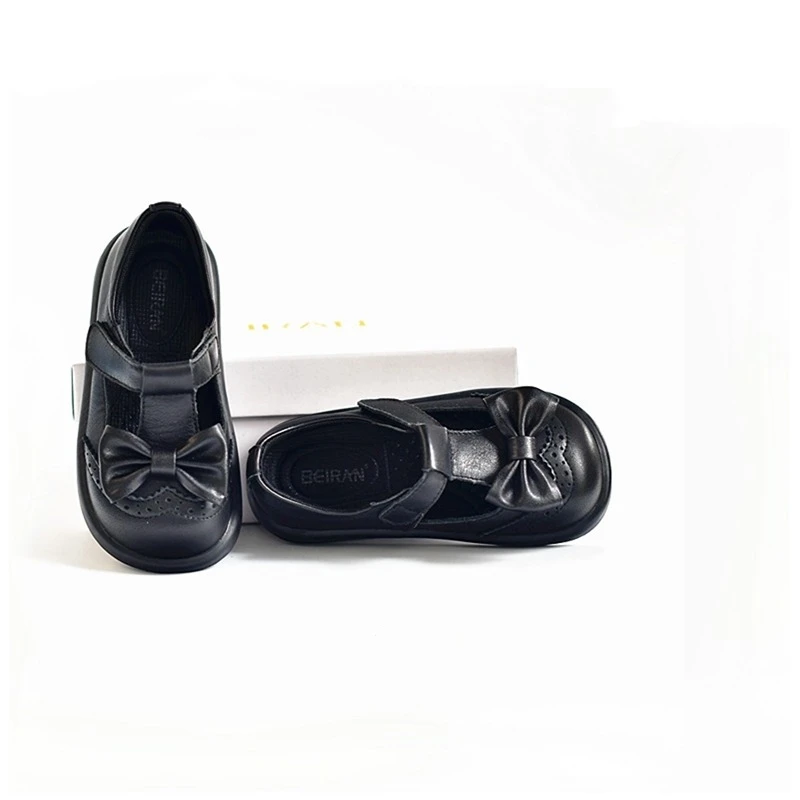 Cow Leather Baby Girls Leather shoes Spring Autumn fashion Bow genuine leather Children's Flats Kids School Shoes