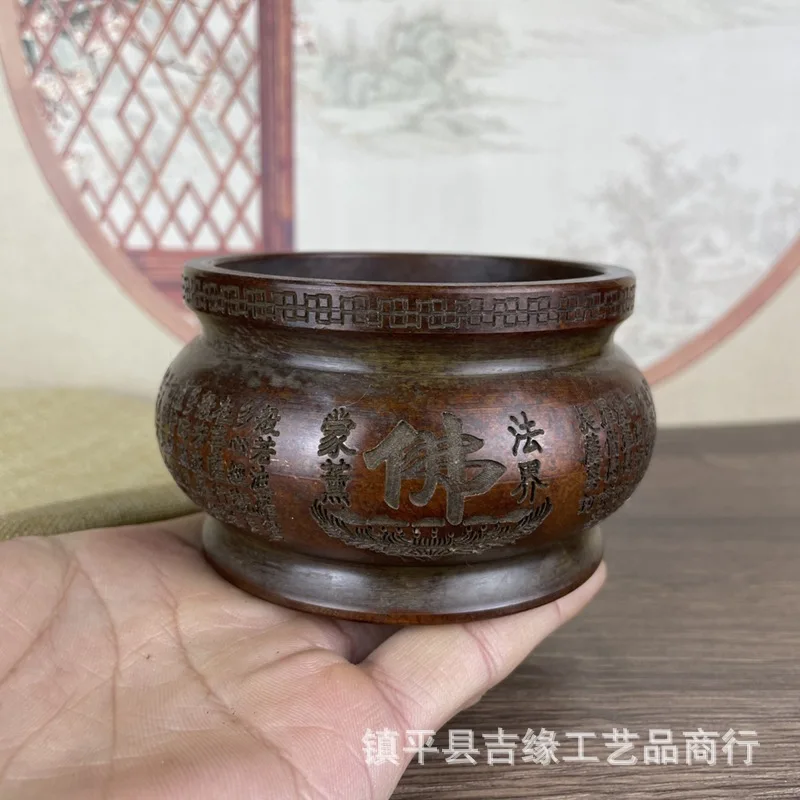 

Antique Large Buddha Heart Sutra Incense Burner Living Room Indoor Home Decor Craft Ornament Alloy Heart Sutra Burner Buddha Bur