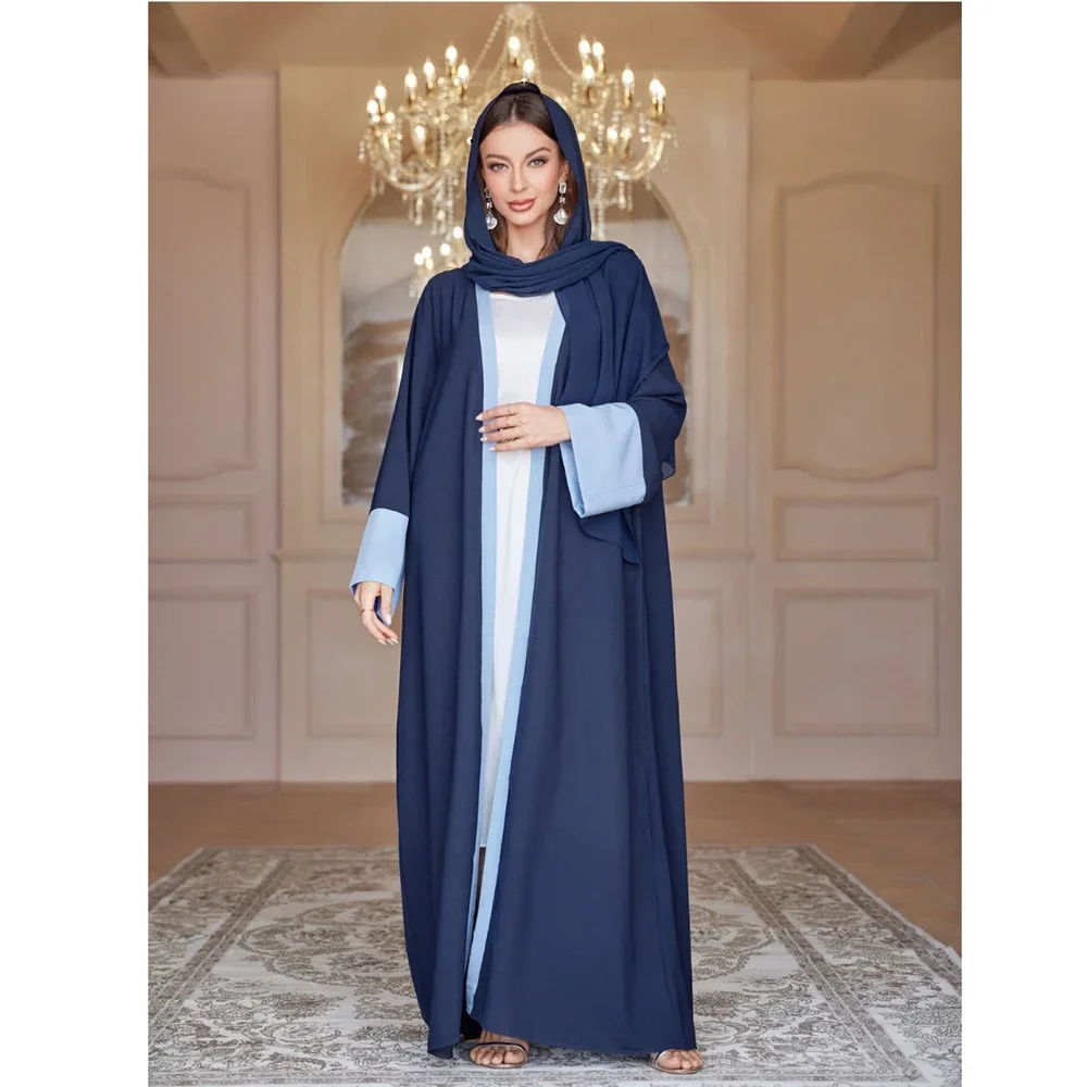 Eid Open Abaya Donne Musulmane Cardigan Hijab Maxi Vestito Turchia Kimono Islamico Ramadan Arabo Abito Lungo Dubai Femme Jalabiya Caftano