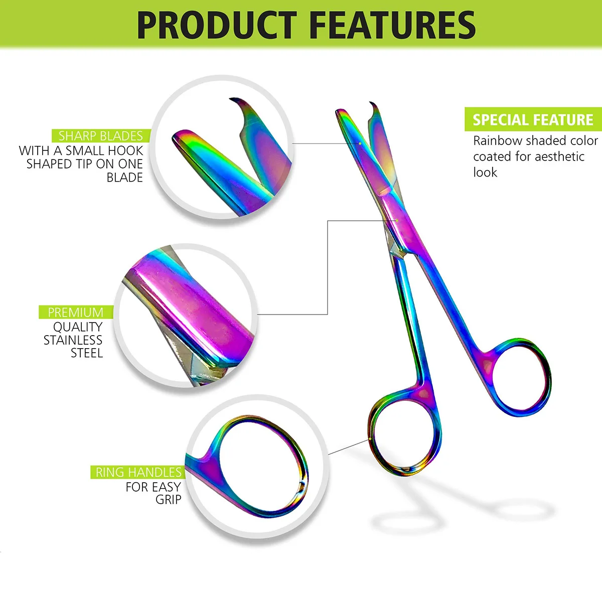 14cm Multicolor Dressing Scissors for Nurses Students, Bandages Veterinarians