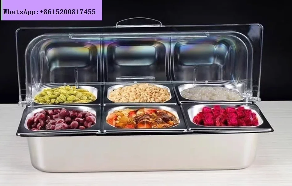 201 Ice Cooled Condiment Serving Container Stainless Steel Bar Caddy Dispenser with Lid