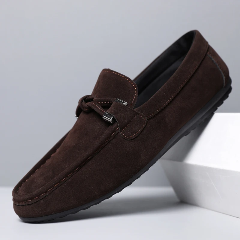 HKDQ, zapatos sin cordones Retro marrón, mocasines para hombre, zapatos casuales para hombres, zapatos náuticos, mocasines de gamuza ligeros y cómodos para hombres, talla grande 46