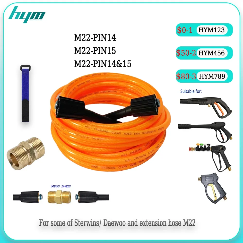 

Pressure Washer Hose Kink Free M22 14-15mm Brass Thread Replacement Apply to Karcher Elitech Interskol Huter&More Power Washers