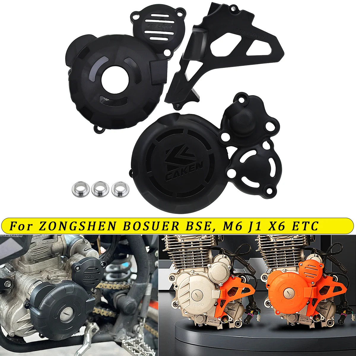 For Bosuer BSE M6 J1 X6 ZongShen 300cc CBS300 Motorcycle Magnetic Motor Clutch Driver Sprocket Engine Protection Cover