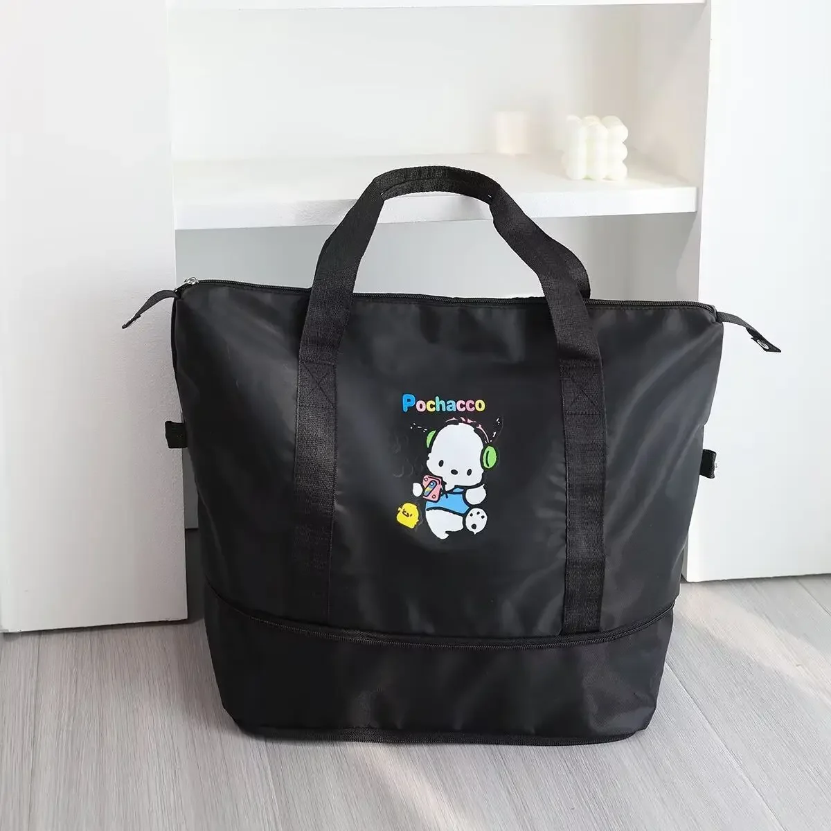 

Hello Kittys Travel Bag Cartoon Large Capacity Portable Cinnamoroll My Melody Trolley Bag Water Proof Storage Household Fold