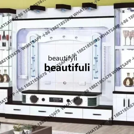 Multifunctional Storage TV Cabinet MDF Combined Wall Cabinet Economical Household Living Room TV Stand Furniture