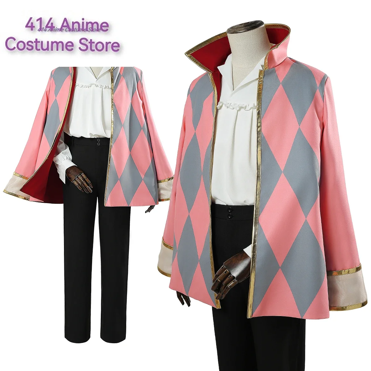 Anime Howl Cosplay Costume Standing Collar Cloak With Shoulder Pads White Soft Shirt Black Elastic Pants Cos Convention