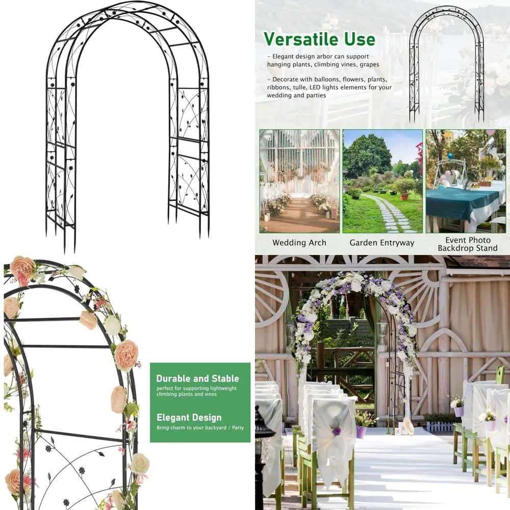

Garden Arbor for Outdoor Weddings and Celebrations, Durable Steel Trellis for Climbing Plants and Pergola Design
