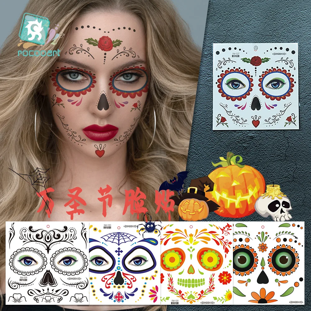 

New Halloween Temporary Tattoo Sticker Atmosphere Funny Face Makeup Face Sticker Size:158 * 158mm