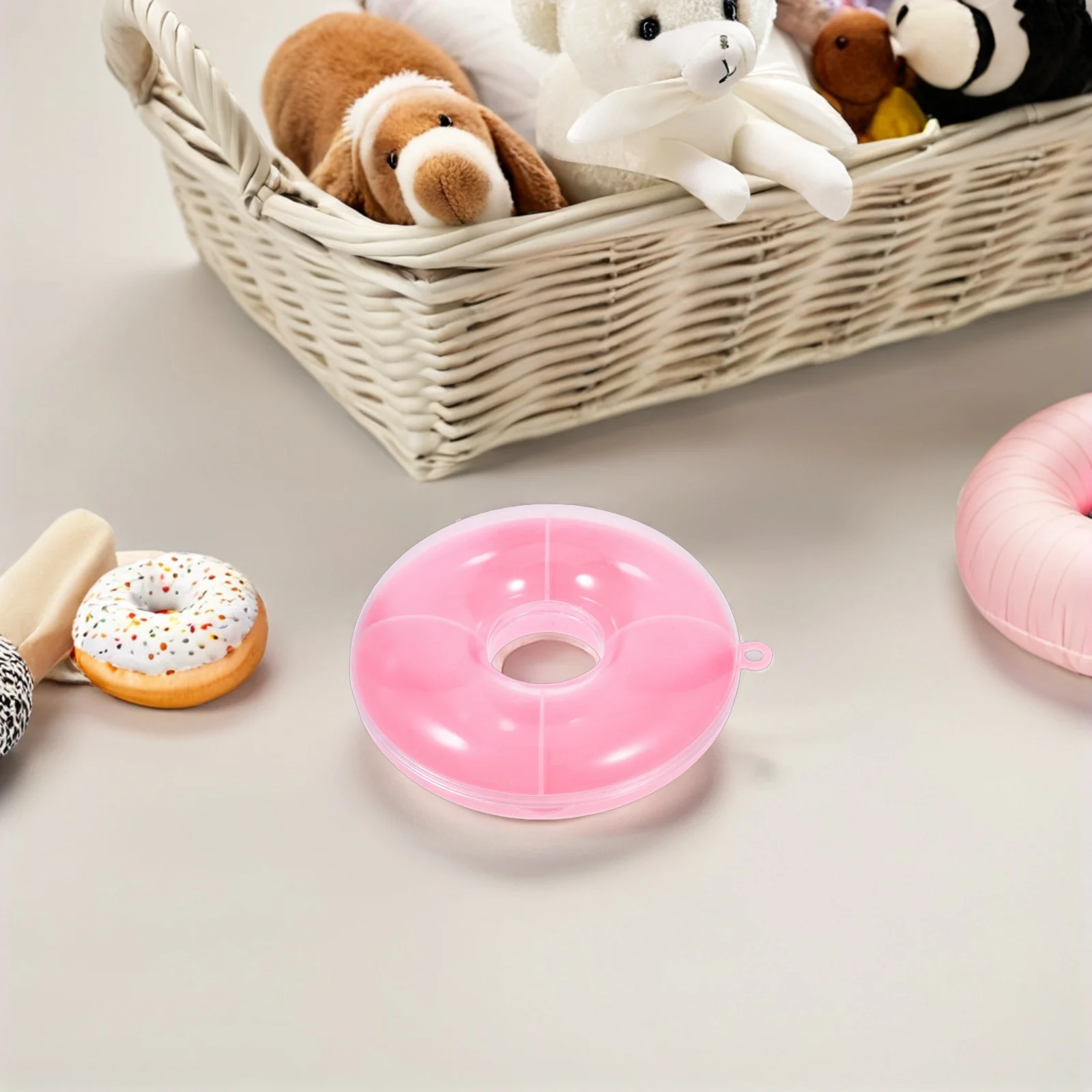 5Pcs Pink Semitransparent Jewelry Storage Box Kids DIY Organizer Hair Tie Bead Earring Holder Small Item Multifunctional Case