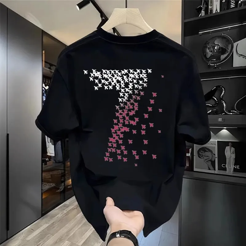 

Fashion brand short-sleeved ins100% cotton summer new men's printed T-shirt trendy all-match loose o-neck short-sleeved top