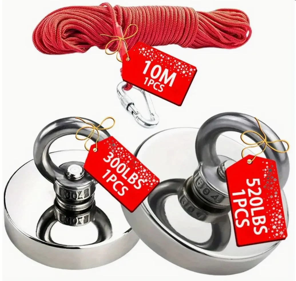 

60mm+48mmNeodymium Fishing Magnets Kit with Long Rope, Suitable for River Lake Fishing
