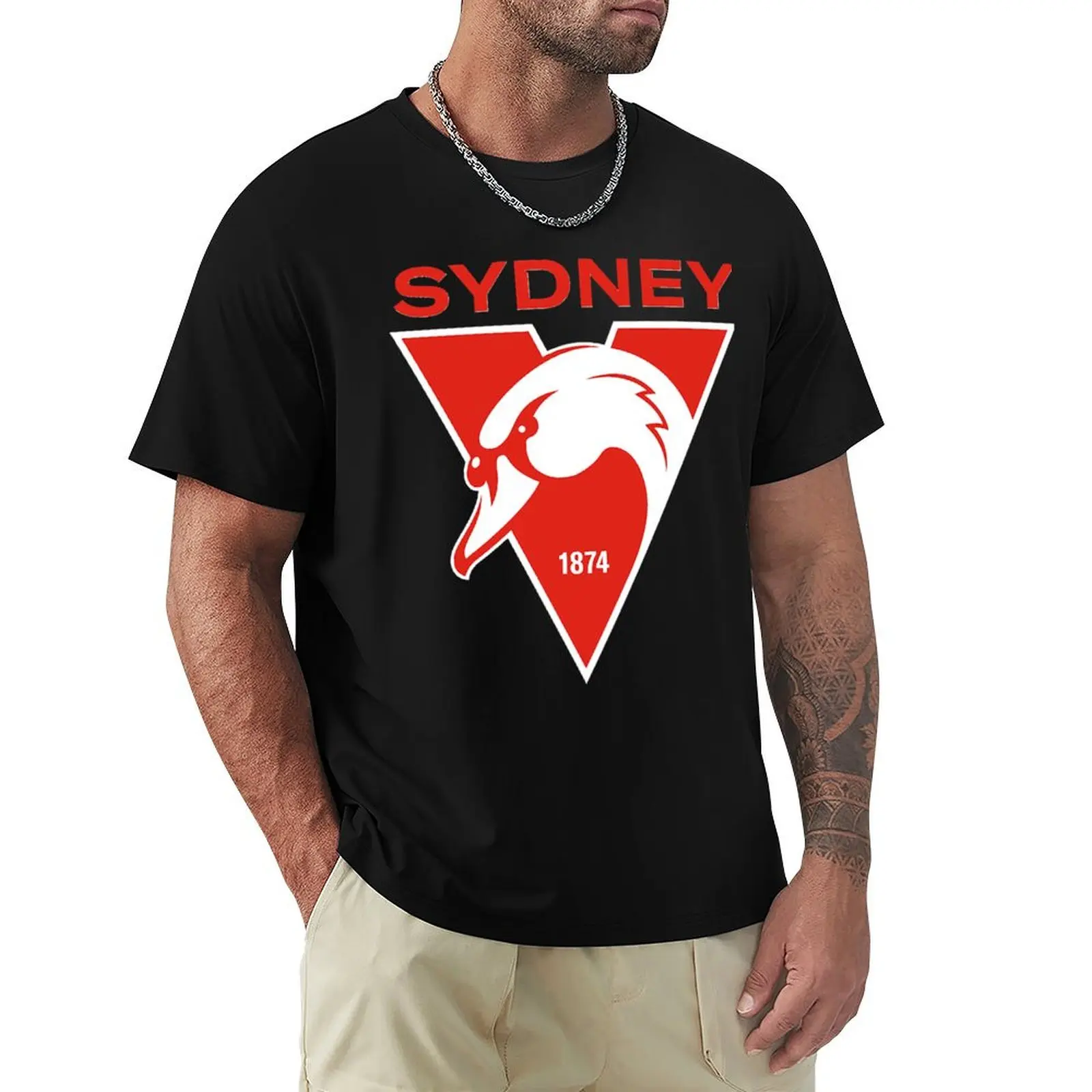 Sydney the Bloods Swans Haughty Swannies-Logo T-Shirt Simple Casual Short Sleeve Cotton T-Shirt