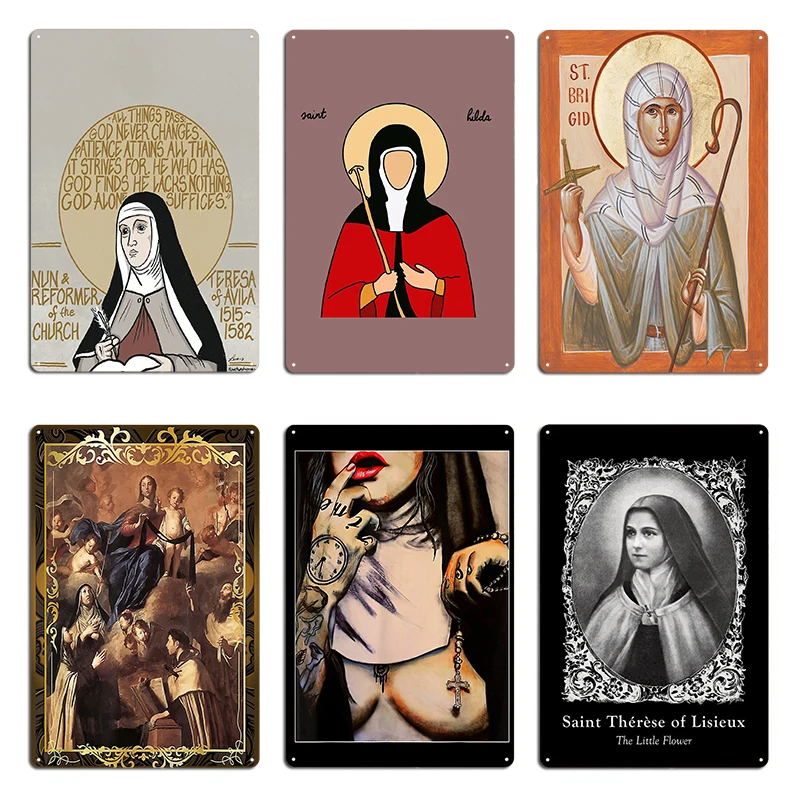 Santa Teresa De Avila Santa Teresa De Avila Monte Carmel Scapular St Teresa decoración De pared De Metal cartel de estaño Vintage