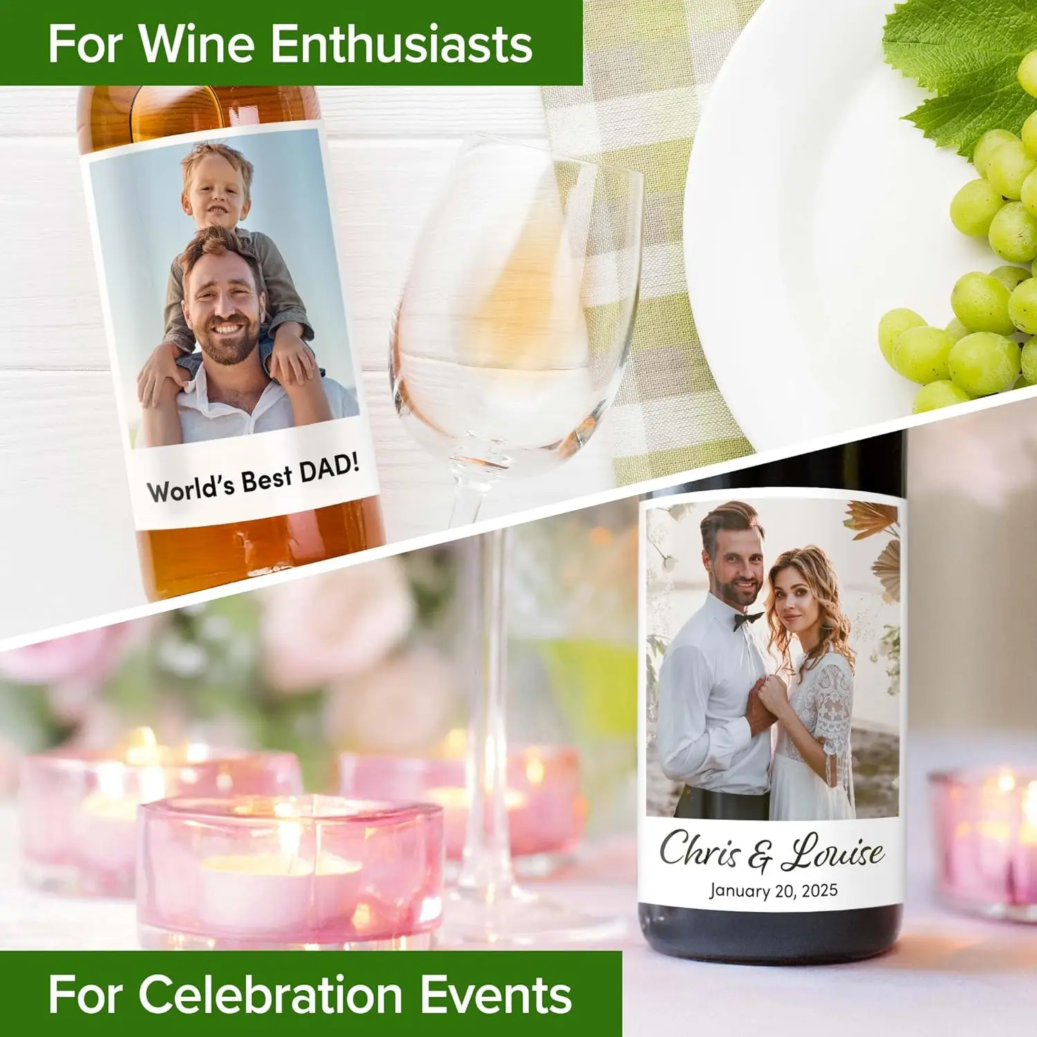 10 Stück 4x5 Zoll Personalisierte Weinglas-Flaschen-Aufkleber Individuelle Etiketten für Verlobung, Hochzeit, Geburtstag, Party, Abschlussfeier Geschenke – Detail 5