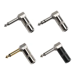 Pro C 90 Degree Right Angle Mono TRS Audio 6.35mm Nickel-plated Shell Gold Nickel Plug Connector Adaptor For Guitar Patch Cable