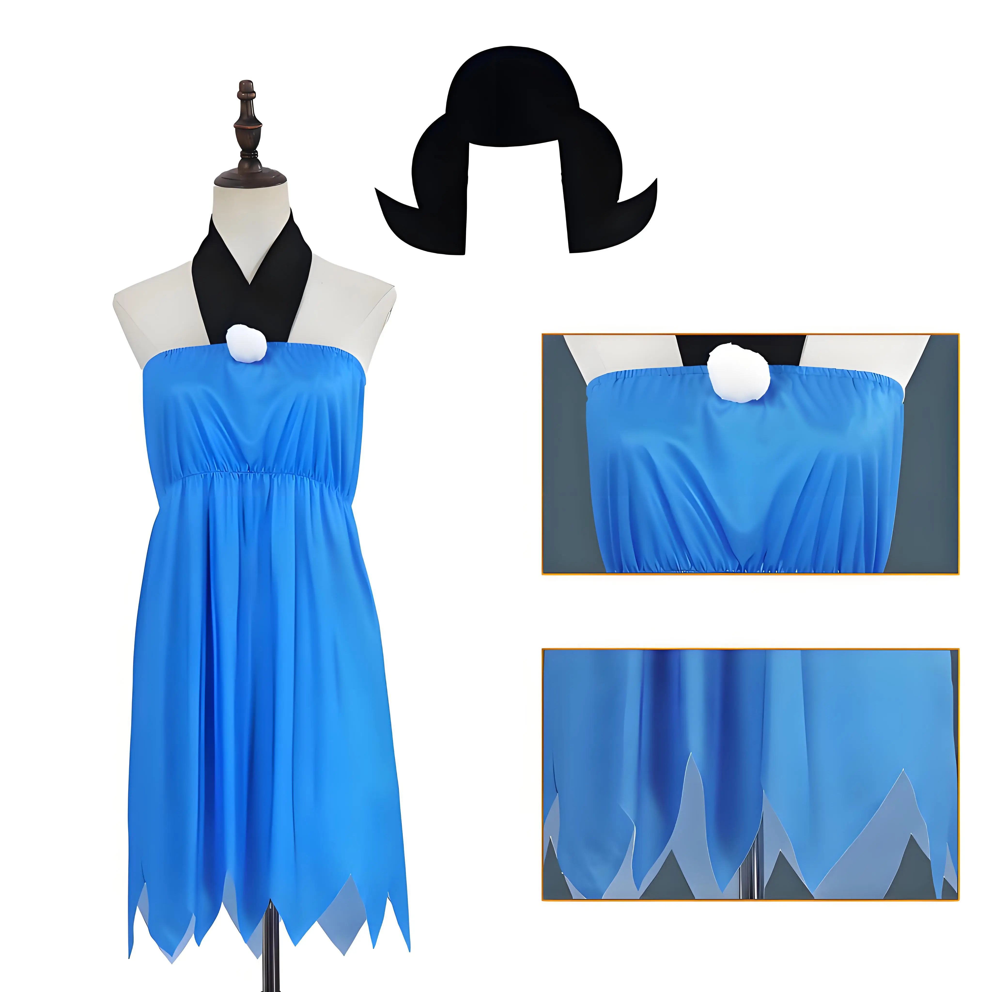 

Women's Rubble Cosplay Dress Women Blue Halter Sleeveless Party Costume