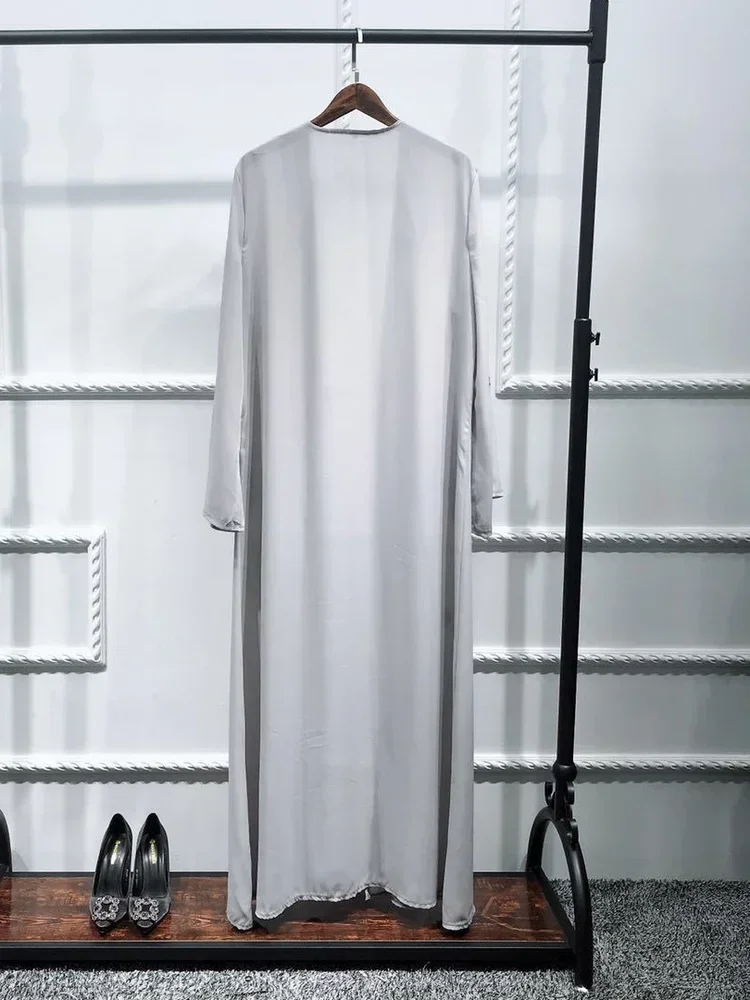 Abbigliamento islamico turco Abaya aperto musulmano Donna Perline Abiti lunghi floreali Dubai Arabo Abito lungo con lacci Islam Ramadan Caftano