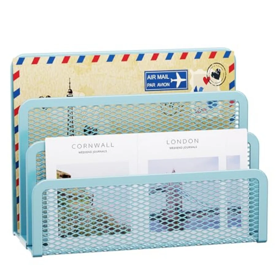 

Mail Organizer for Desk, 3-Slot Mesh Metal Mail Holder countertop, Letter Holder, Office Desktop Envelope and Document Storage