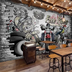 Papel tapiz Retro nostálgico personalizado, papel tapiz 3D con personalidad, ktv, bar, Internet, cafetería, motocicleta, coche, graffiti, herramientas de restaurante