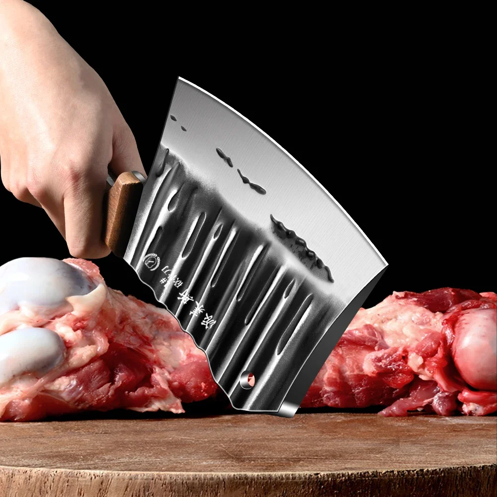 Heavy Duty Kitchen Bone Cleaver Stainless Steel Butcher Axe Hand Forged Meat Cleaver Knife Wooden handle Kitchen accessories view 4