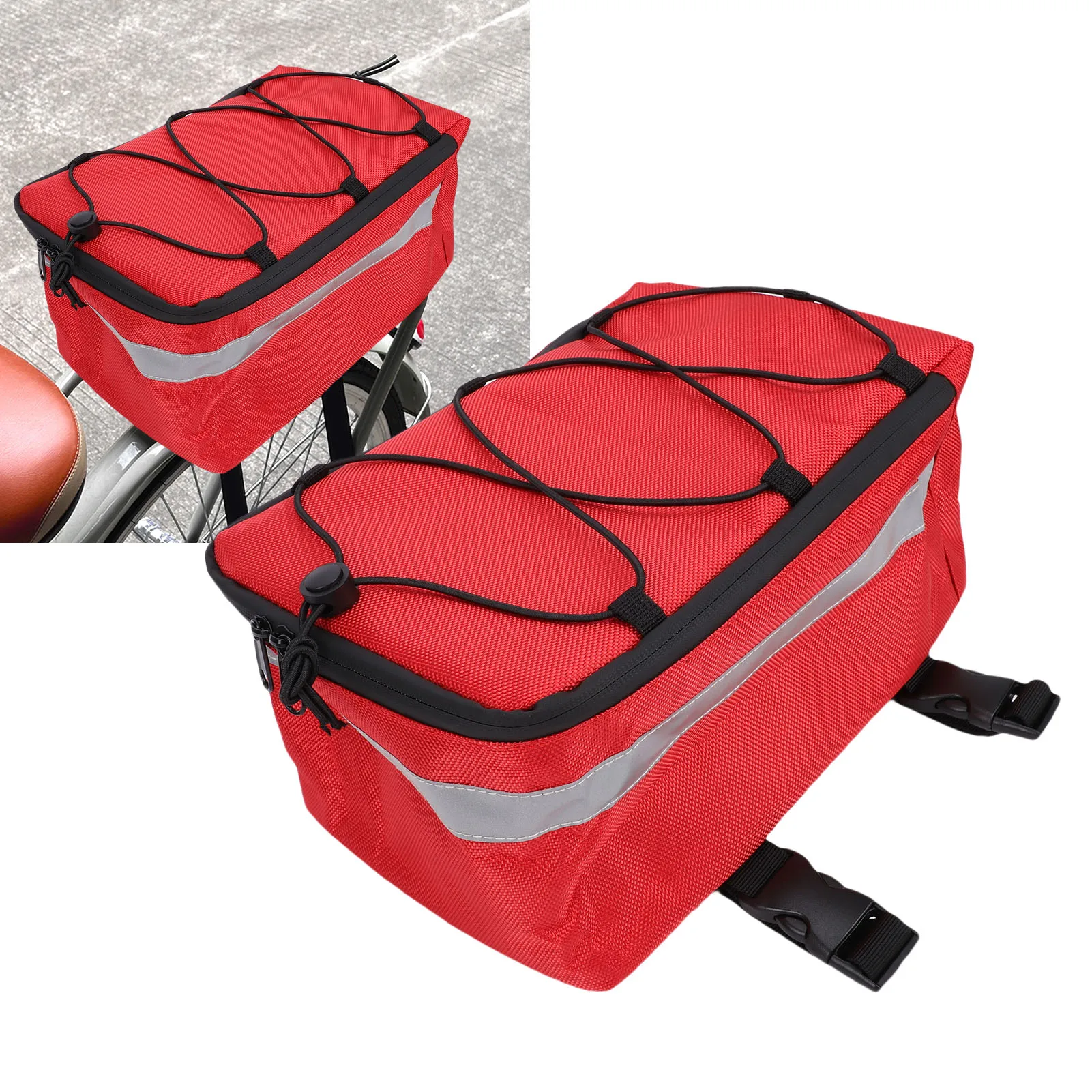 

Водонепроницаемая сумка на задний багажник велосипеда 7 л с лентой-фонариком, многофункциональная, красная