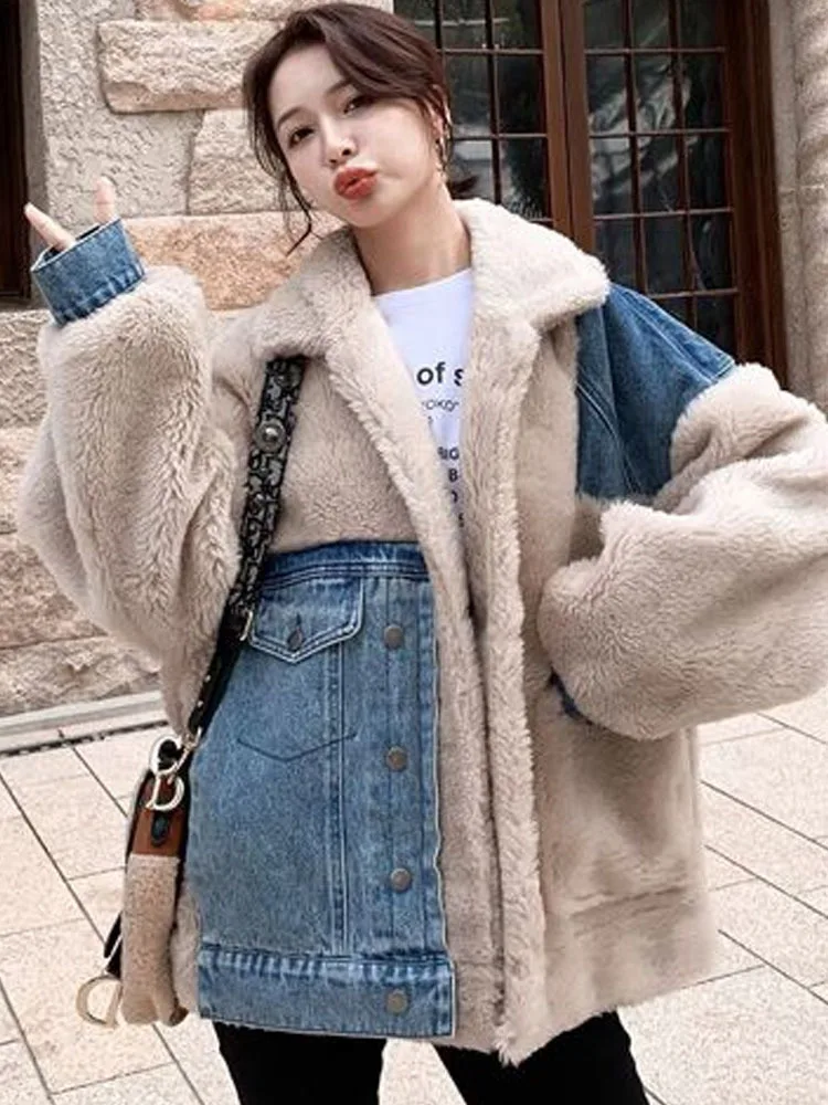 Denim Splicing Loose And Slimming Versatile Thick Coat For Women\'s Autumn And Winter New In Coats Women\'s Winter Down Jacket