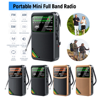 Portable Mini Full Band Radio FM AM SW Radio Built-in Speaker with HD Display Screen for Indoor Outdoor Walk Jogging Gym Camping