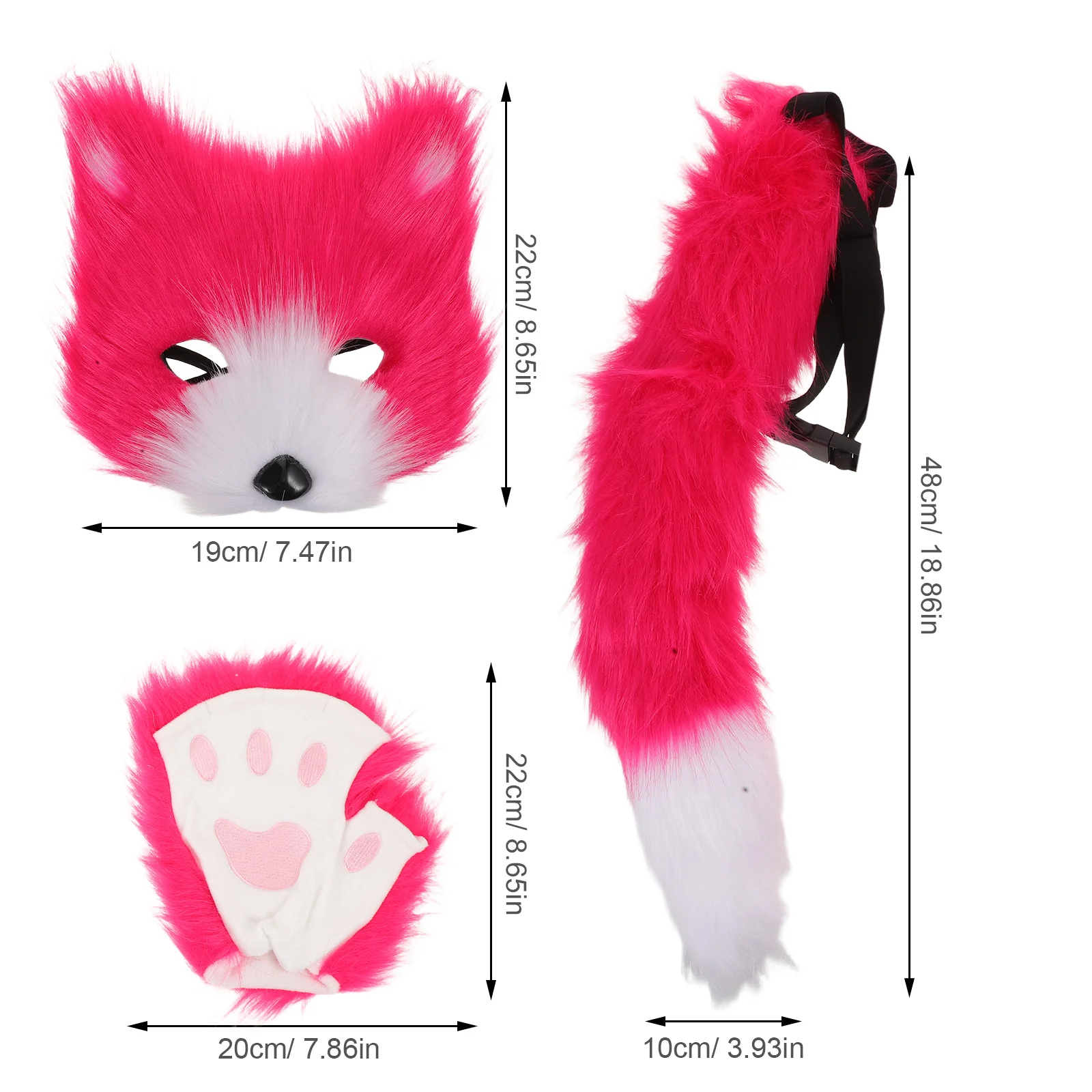 Zestaw Maska Lisa Ogon Rękawice Realistyczny Lekki Kostium na Halloween Imprezę Cosplay Akcesoria do Kostiumu Zwierzęcego