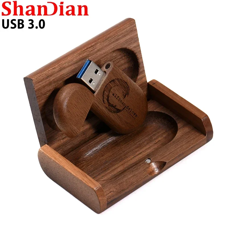 5PCS/Lot Wooden Gift Box USB 3.0 Flash Drive Real Capacity High Speed Pen Drive Free Custom Logo Memory Stick Wedding U Disk 64G