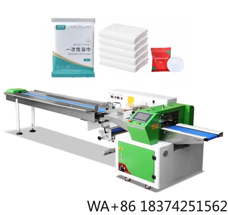 High Speed Automatic Paper Pillow Flow Packaging Machine for Disposable Goods Bath Towel Hand Towel for Food Wrapping