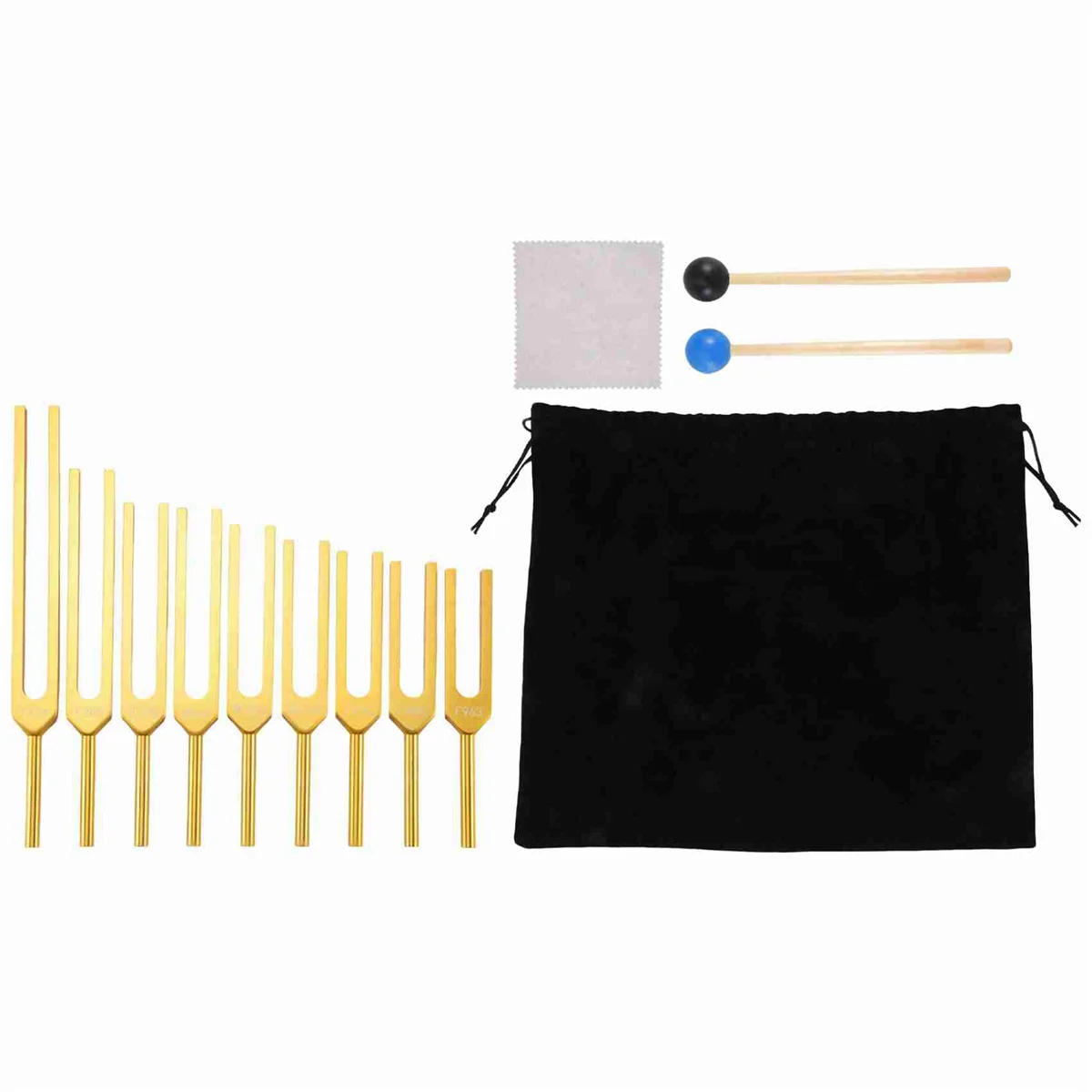 Tools Tuning Fork Set - 9 Tuning Forks for Healing Chakra,Sound Therapy,Keep Body,Mind and Spirit in Perfect Harmony- Gold