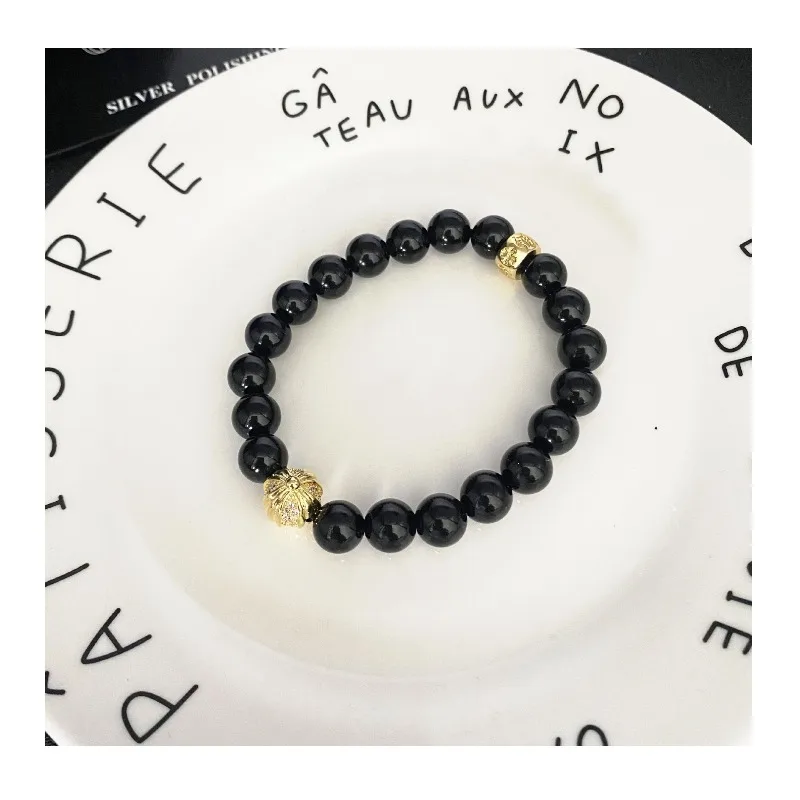 

Crowe Obsidian Gold Plated Diamond Cross Bracelet Hip Hop Punk Men's and Women's Bracelets