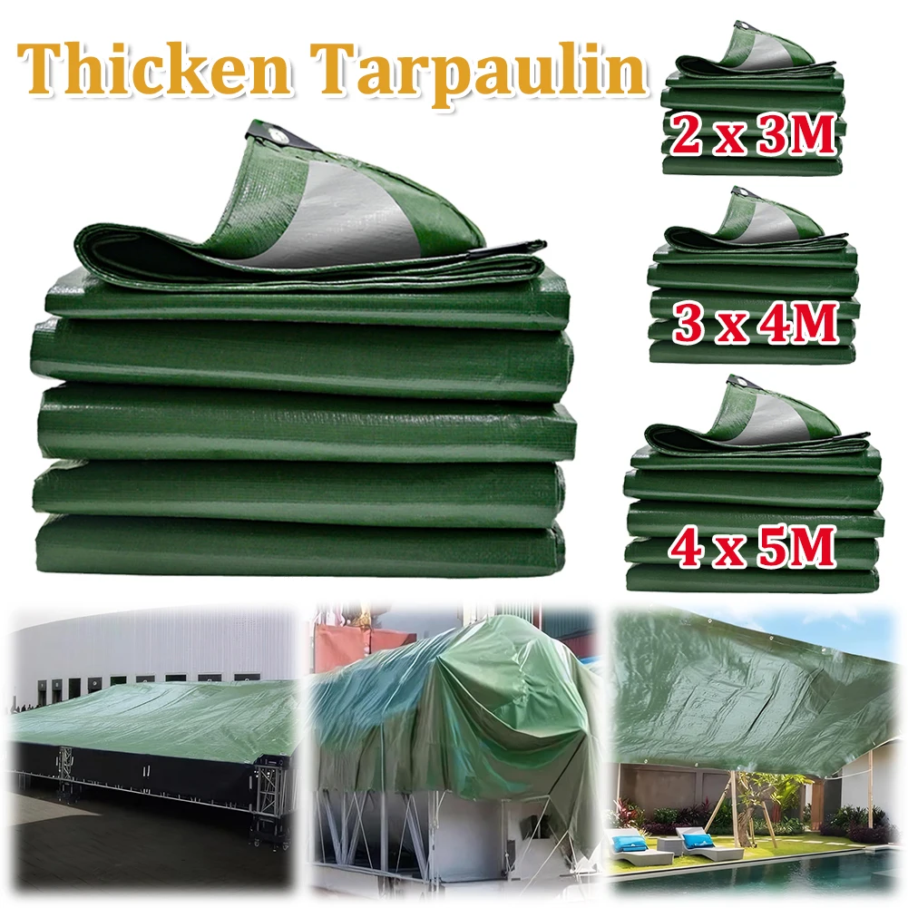 Lona Impermeable Verde Plateada de 2x3m y 3x4m, Cubierta para Lluvia, Toldo, Bloqueador UV, Toldo para Coche, Camping, Pesca, Protección Solar