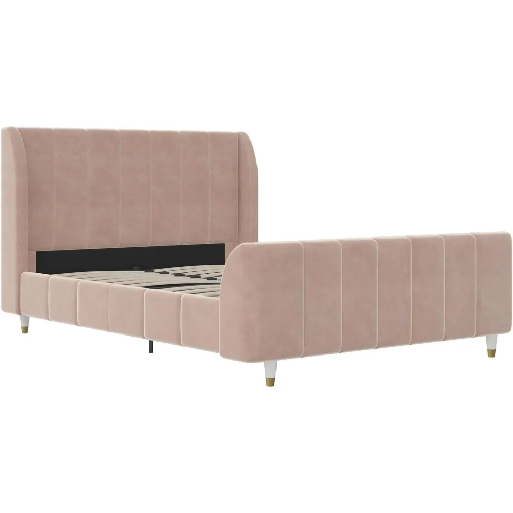 Valentina Kids Upholstered Platfrom Bed Frame, Full, Pink