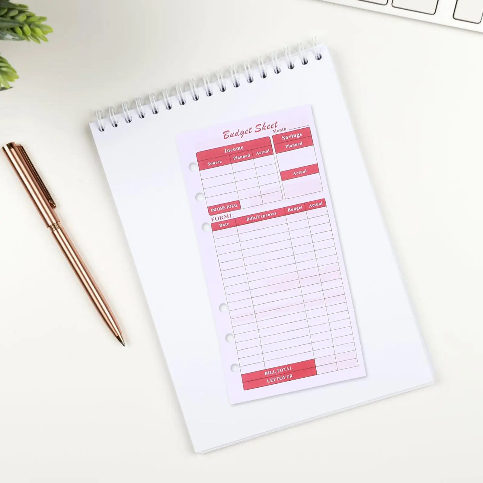 12Sheets Budget Cards Portable Punch Hole Cash Binder Refill Daily Expense Planner Organizer Budget Tracker Cash Binder Refill