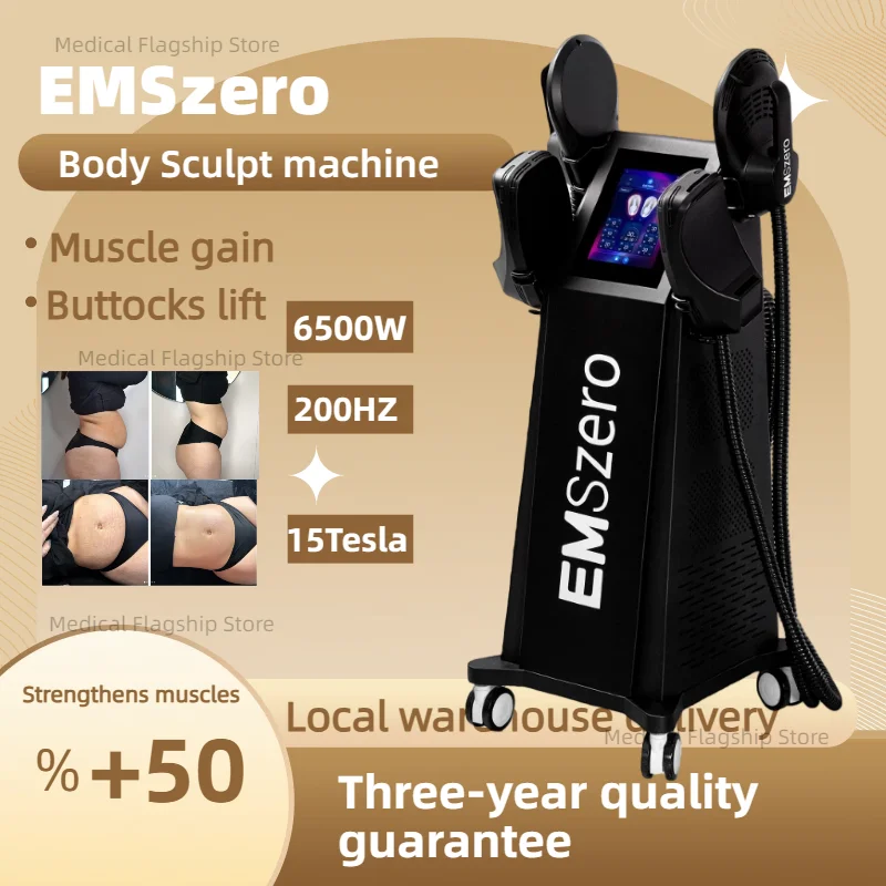 EMSzero Machine 15Tesla 6500w 200HZ EMS RF Fat Slimming Burning Muscle Stimulation Body Sculpting Electromagnetic Therapy