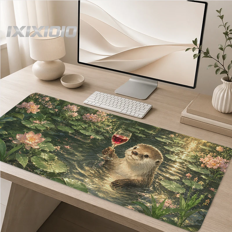Lotus Pond Otter Mouse Pad Gamer XL Custom HD Large Mousepad XXL Mouse Mat Non-Slip Natural Rubber Office Accessories Table Mat