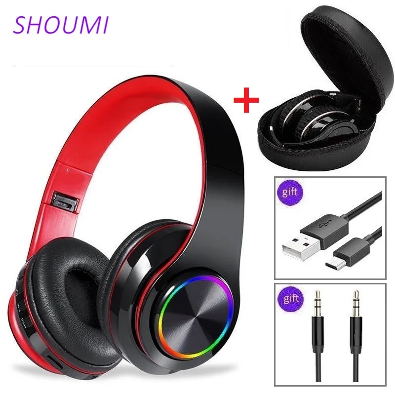 Wireless Headphones Bluetooth Helmet Headset Stereo Noise Cancelling Foldable Earphone Waterproof Bag with Mic For Girl Kid Gift