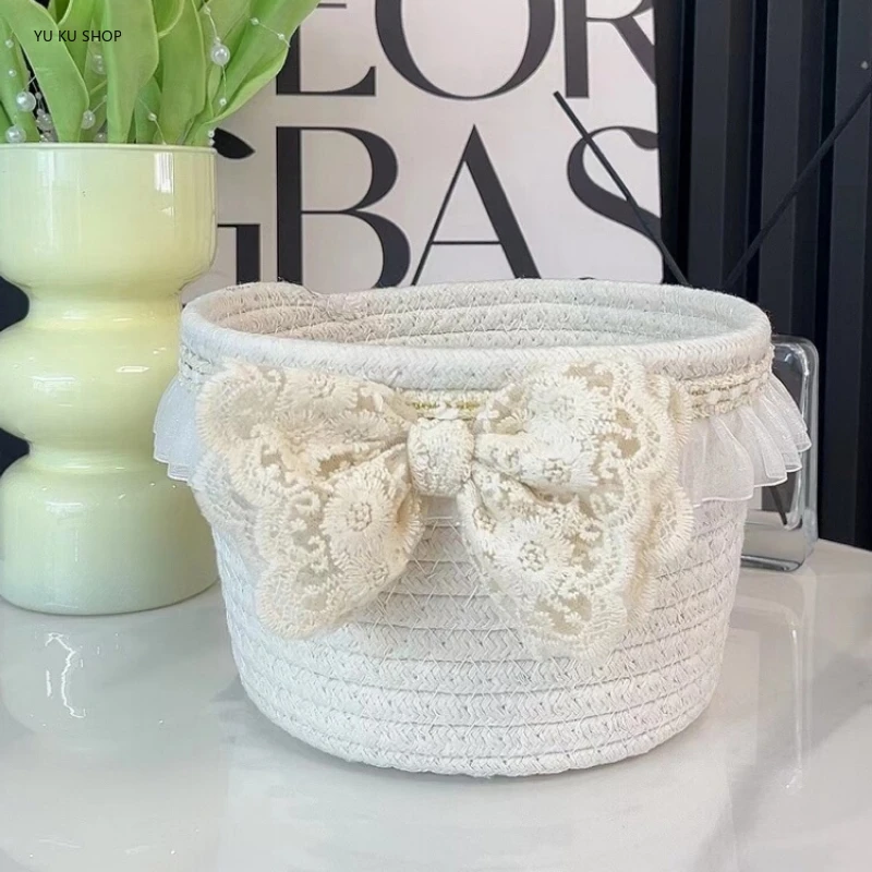 Hand-woven Storage Basket Multi-purpose Pure Cotton Storage Basket Miscellaneous Arrangement Device Home Storage Organization